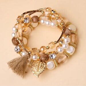 Trending summer Boho style multi bracelet set cottagecore whimsical